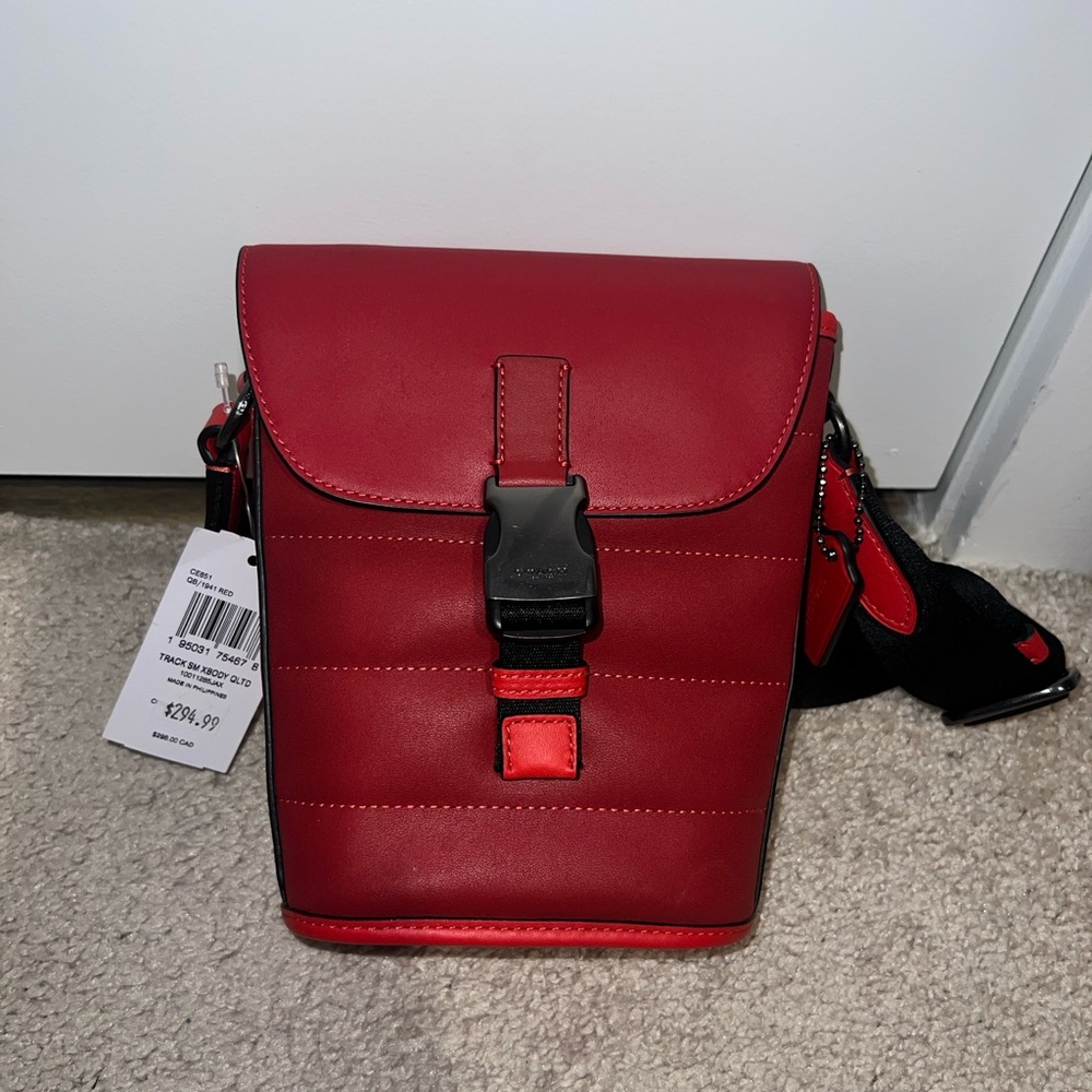 NWT COACH Red Track Small Flap Crossbody Smooth Leather